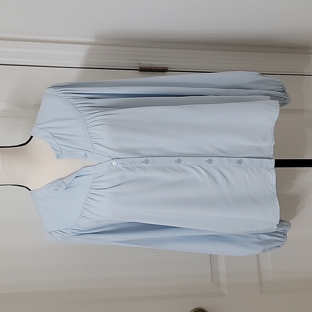 A New Day Size S Powder Blue Long Sleeve Button Down Blouse, NEW with Tag